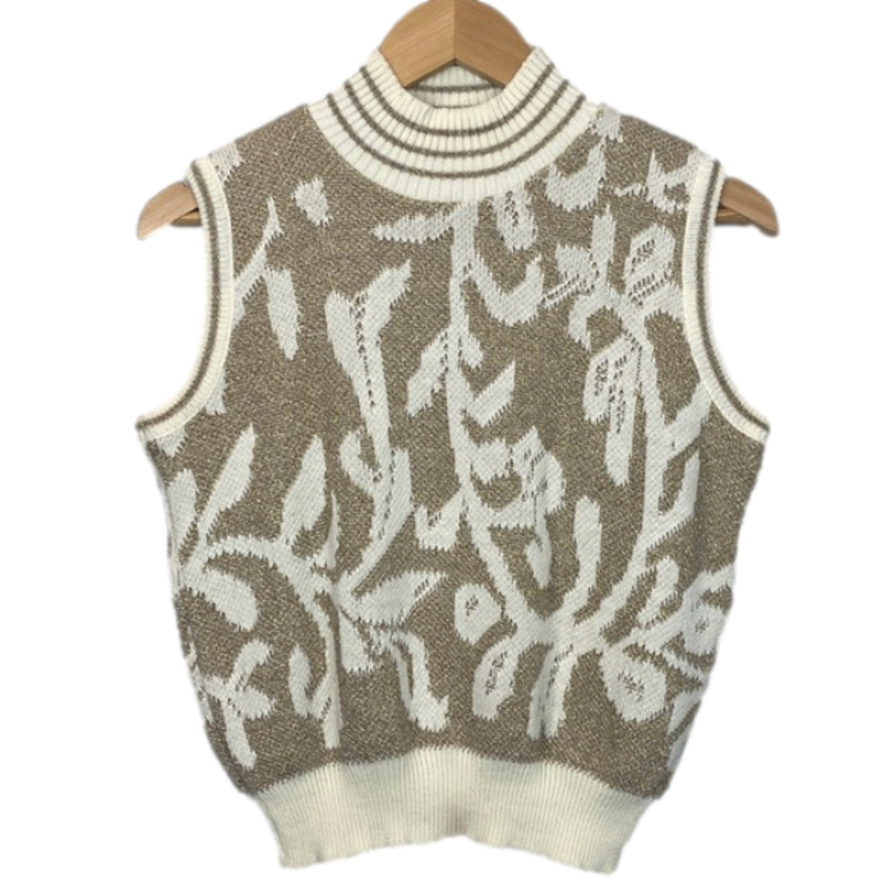 V. I. Petites • vintage metallic knit floral sleeveless sweater vest